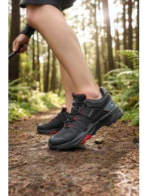 Enoch Erkek Siyah Kırmızı Waterproof Outdoor Trekking ve Dağ Yürüyüş Ayakkabısı