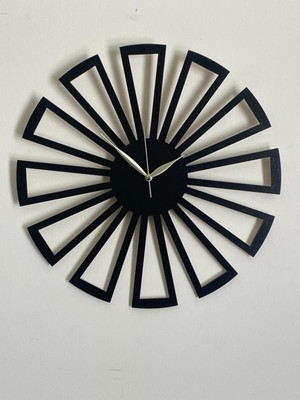 PremiumPort Ahşap Siyah Dekoratif Duvar Saati, Sessiz ve Şık Tasarım