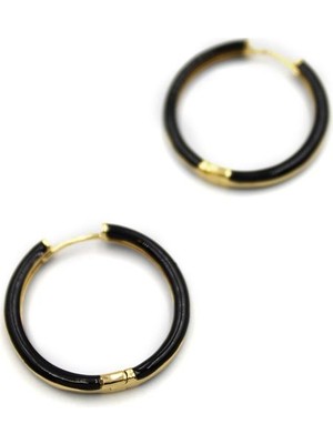 Vexor Mineli Halka Küpe - Siyah