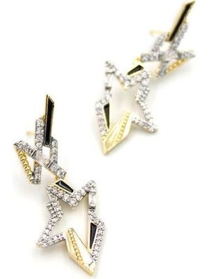 Vexor Taşlı Yıldız Küpe - Altın