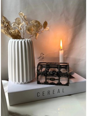 CasadiDuck Çizgili Form Taş Tozu Dekoratif Vazo 2’li