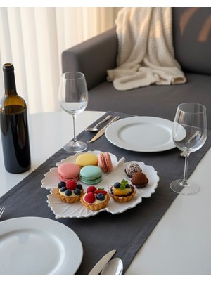 Silver 2’li Yaprak Tasarım Sunum Tabağı Çerezlik Beyaz Dekoratif Servis Tabağı