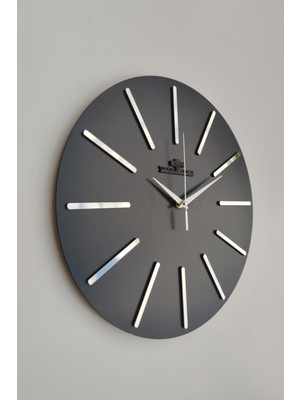 PremiumPort Şık Dekoratif Aynalı Duvar Saati, Siyah-Gümüş, Sessiz Mekanizma 37X37CM