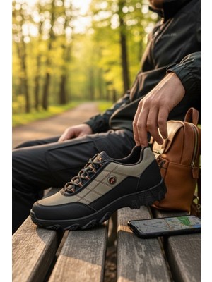 Enoch Erkek Vizon Siyah Waterproof Outdoor Trekking ve Doğa Yürüyüş Ayakkabısı