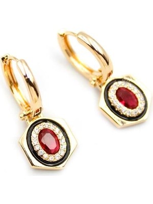 Vexor Taşlı Küpe - Pembe