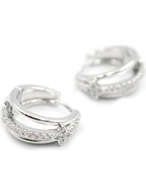 Vexor Taşlı Halka Küpe - Gümüş