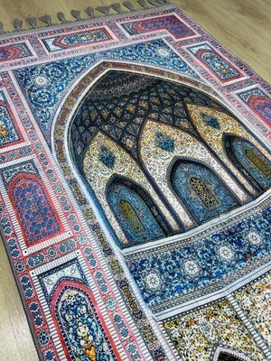 Prayer Rug Dokuma Taban Örgü Püsküleri ve Ipek Kadar Yumuşak Yüzeyiyle Bambu Seccade Namazlık 80X125 cm