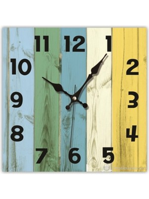 PremiumPort Renkli Kare Mdf Oturma Odası, Mutfak ve Salon Için Şık Duvar Saati