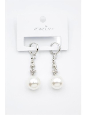 Vexor Taşlı Inci Küpe - Gümüş