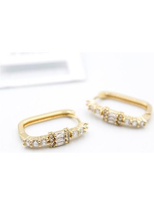 Vexor Dikdörgen Taşlı Küpe - Altın