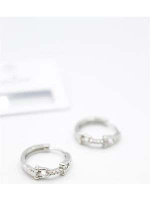 Vexor Taşlı Halka Küpe - Gümüş