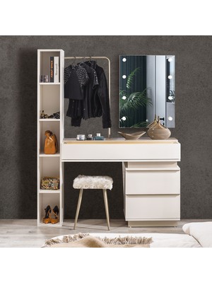 Edsy Home Alfa Puflu 3 Çekmeceli Raflı Şifonyer