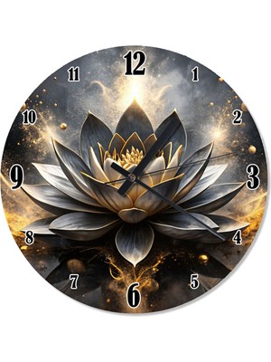 PremiumPort Şık Lotus Çiçeği Desenli Sessiz Duvar Saati, Modern ve Zarif Tasarım