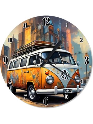 PremiumPort Retro Minibüs Dekoratif Duvar Saati, Şık ve Nostaljik Tasarım ile Yaşam Alanınıza Tarz Katın