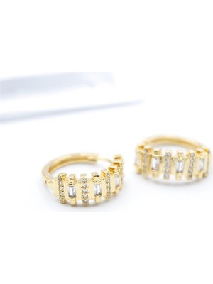 Vexor Taşlı Halka Küpe - Altın