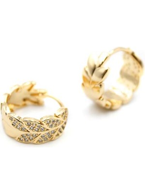 Vexor Taşlı Halka Küpe - Altın