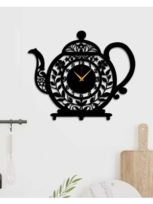 PremiumPort Şık Demlik Tasarımlı Mutfak Duvar Saati, Zarif Ev Dekorasyonu