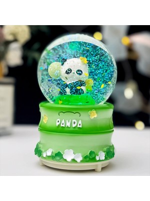 Keyfim Shop Sevimli Panda Fubao Büyük Boy Püskürtmeli Işıklı Müzikli Kar Küresi