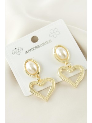 Marsilyan Kalp Metal Inci Küpe