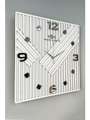 PremiumPort Modern Kare Desenli Sessiz Mekanizma Duvar Saati 50X50