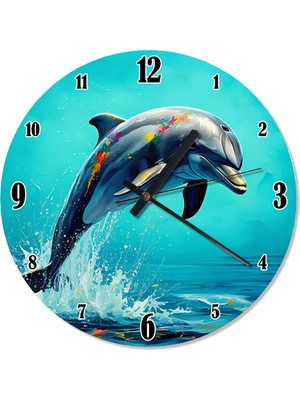 PremiumPort Sevimli Yunus Şekilli Duvar Saati, Eğlenceli ve Renkli Dekorasyon Parçası