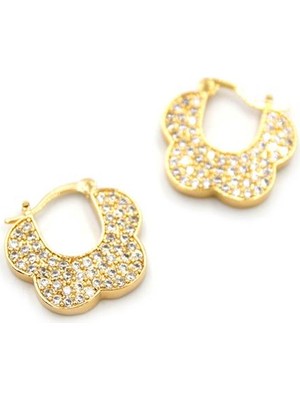 Vexor Taşlı Çiçek Küpe - Altın