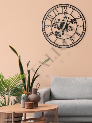 PremiumPort Sessiz Siyah Metal Duvar Saati, 45X45CM, Dekoratif Türkçe Rakamlı
