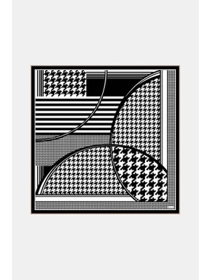 Vakko Twill Ipek Eşarp - 40723 - Siyah Beyaz