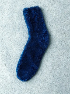 Esesto Sock Lacivert Kadın Peluş Çorap | Kışlık Sıcak Tutan Yumuşak Ev & Uyku Çorabı( Tekli)Vlacivert