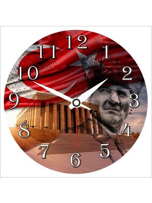 PremiumPort Ahşap Duvar Saati, Atatürk Temalı, Modern ve Şık Tasarım