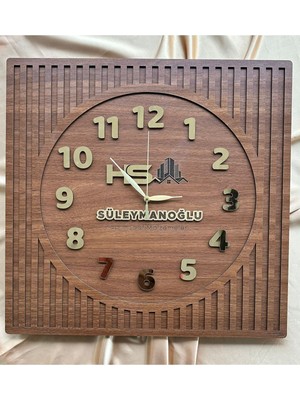 PremiumPort Kare Rakamlı Kişiselleştirilebilir 50X50 cm Duvar Saati, Özel Hediye