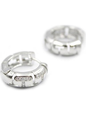 Vexor Taşlı Halka Küpe - Gümüş