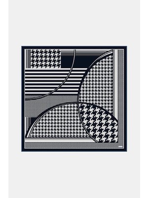 Vakko Twill Ipek Eşarp - 40723 - Lacivert Gri