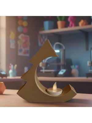 3D Boyuthane Ayın Sükûneti – Dekoratif Mumluk