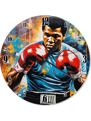 PremiumPort Şık Boksör Temalı Metal Duvar Saati, Modern Dekorasyon Için Harika Seçim