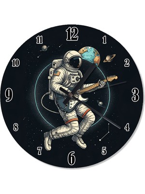 PremiumPort Yıldızlar ve Astronot Temalı Şık Duvar Saati, Dekorasyona Estetik Katacak