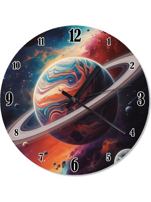PremiumPort Gezegen Desenli Modern Duvar Saati, Şık ve Fonksiyonel Dekorasyon Parçası