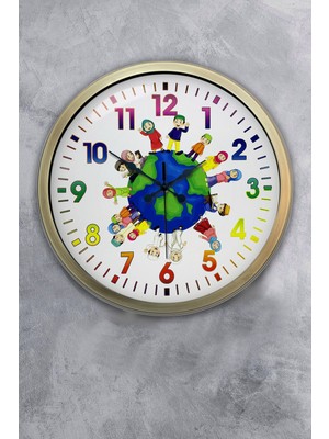 PremiumPort 40 cm Eskitme Metal Çocuk Odası Duvar Saati, Şık ve Dayanıklı Tasarım