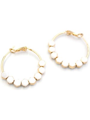 Vexor Mineli Halka Küpe - Beyaz