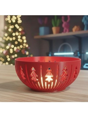 3D Boyuthane Kış Işığı – Dekoratif Mumluk & Kase