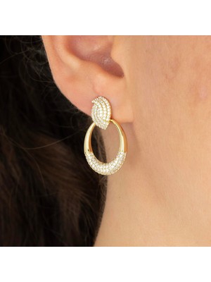 Xuping Xupıng Özel Seri 14K , Gold , Sarı Renk Gömme Zirkon Taşlı Sallantılı Çelik Küpe