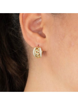 Xuping Xupıng Özel Seri 14K , Gold , Sarı Renk Zincir Model Halka Çelik Küpe