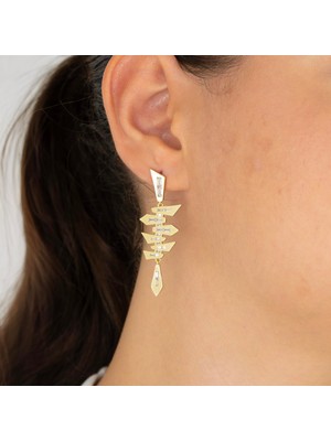 Xuping Xupıng Özel Seri 14K , Gold , Sarı Renk Asimetrik Sallantılı Model Çelik Küpe