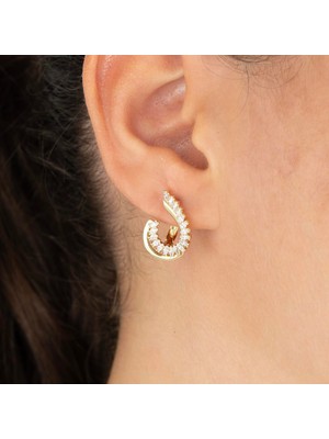 Xuping Xupıng Özel Seri 14K , Gold , Sarı Renk Burgu Model Zirkon Taşlı Tasarım Çelik Küpe