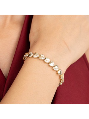Xuping Xupıng Premium Seri 14K Sıralı Kalp Detay Bileklik