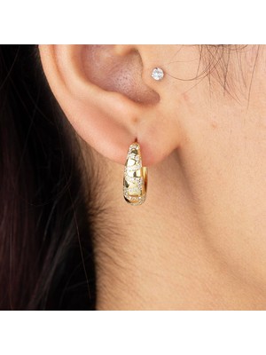 Xuping Xupıng Özel Seri 14K , Gold , Sarı Renk Zirkon Taşlı Damla Model Halka Çelik Küpe