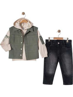 Baskılı Sweat Yelekli 3’lü Erkek Takım