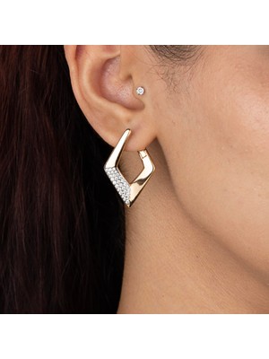 Xuping Xupıng Özel Seri 18K Tasarım Zirkon Taşlı Dörtgen Küpe