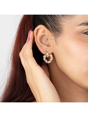 Xuping Xupıng Özel Seri 14K , Gold , Sarı Renk Tasarım Zirkon Taşlı Kalp Model Sallantılı Çelik Küpe