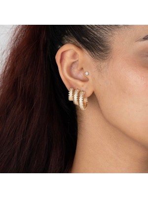 Zuum Özel Seri 3lü Zirkon Taşlı Halka Küpe